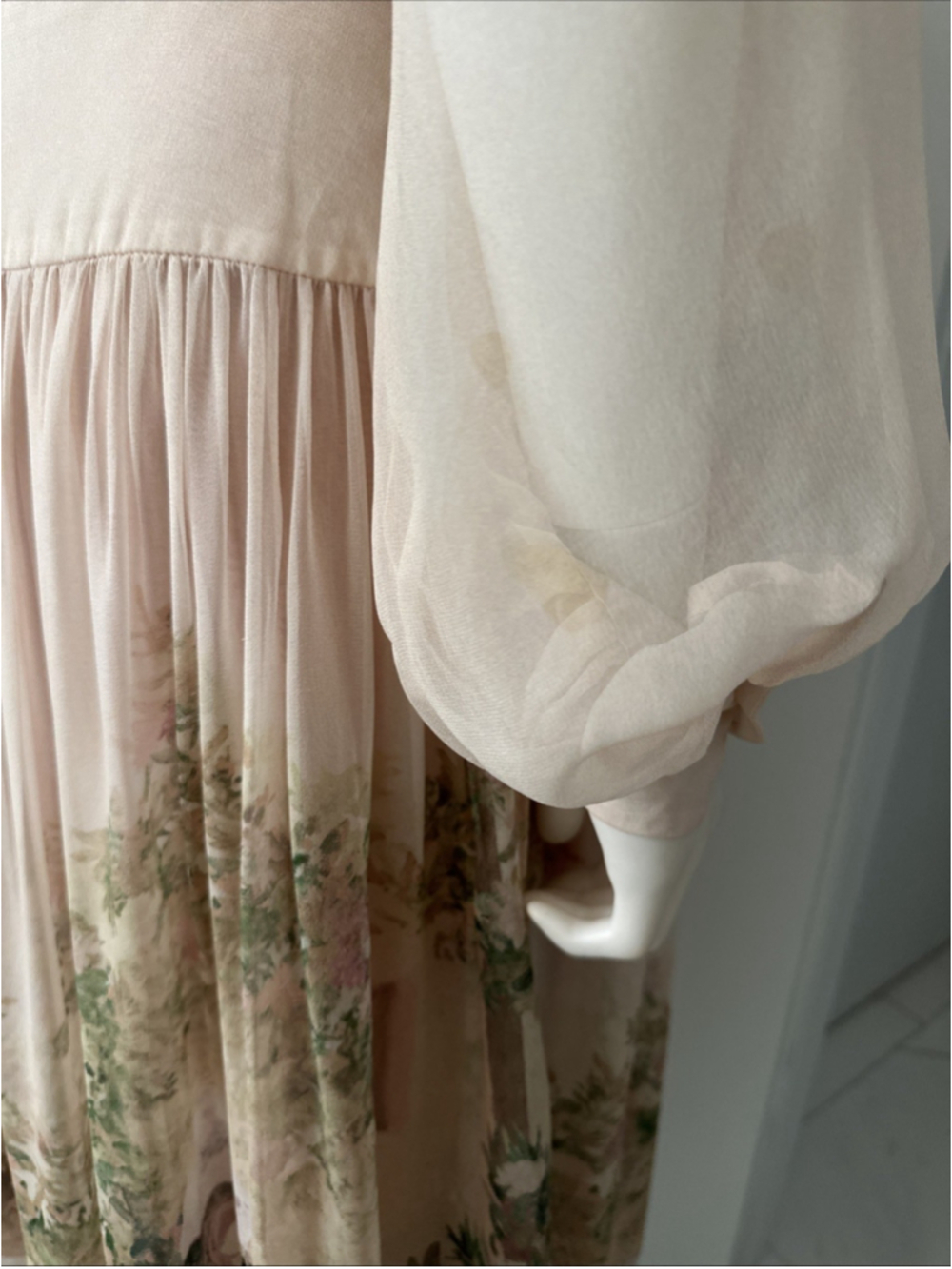 Zimmermann Belted Floral Print Chiffon Maxi Dress Powder Size 2 - Picture 12 of 16